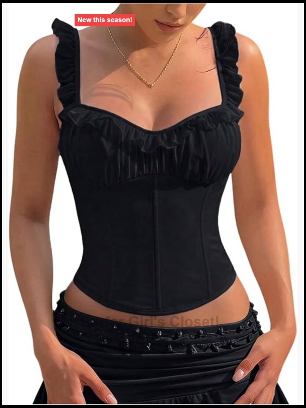 Verdusa Womens Lace Up Corset Crop Tank Ruffle Sweetheart Neck Sleeveless